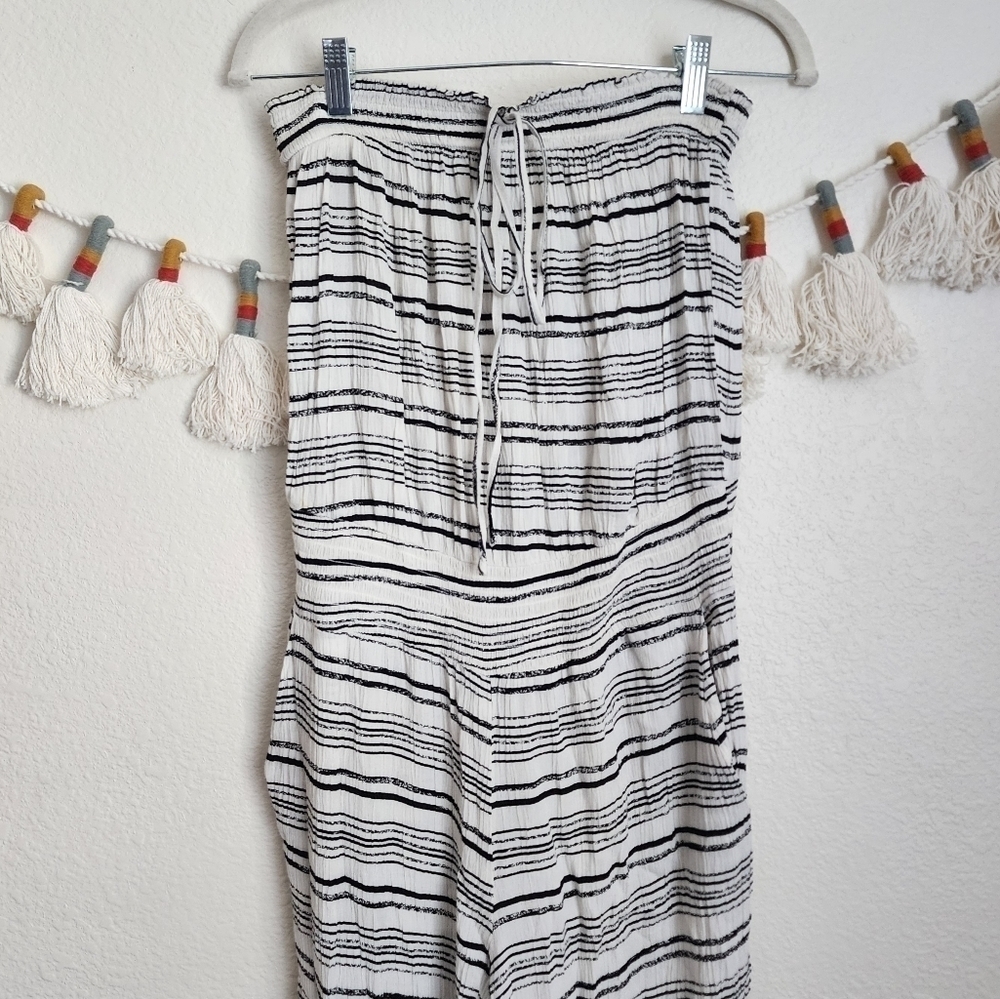 Spiritual Gangster Striped Gauzy Sleeveless Wide Leg Jumpsuit Beachy Baggy L - Picture 3 of 10